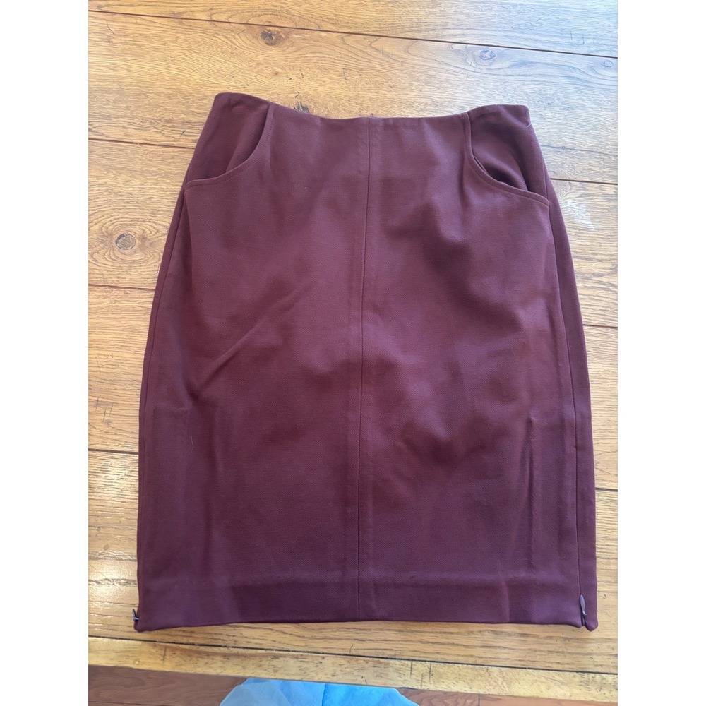 Cabi Pencil Skirt Womens 2 Burgundy Excellent Side Zip Ponte Knit Office Wear